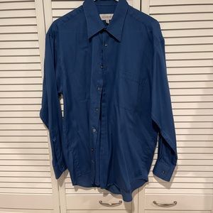 Yves Saint Laurent, size M 151/2 32-33, blue dress shirt